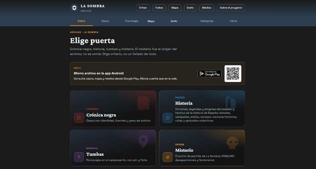 Portada de Web La Sombra: Elige puerta